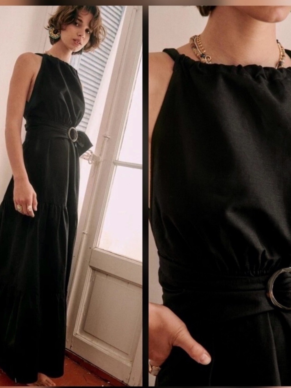 Sezane - Size 34 Black Nastasia Dress with Belt